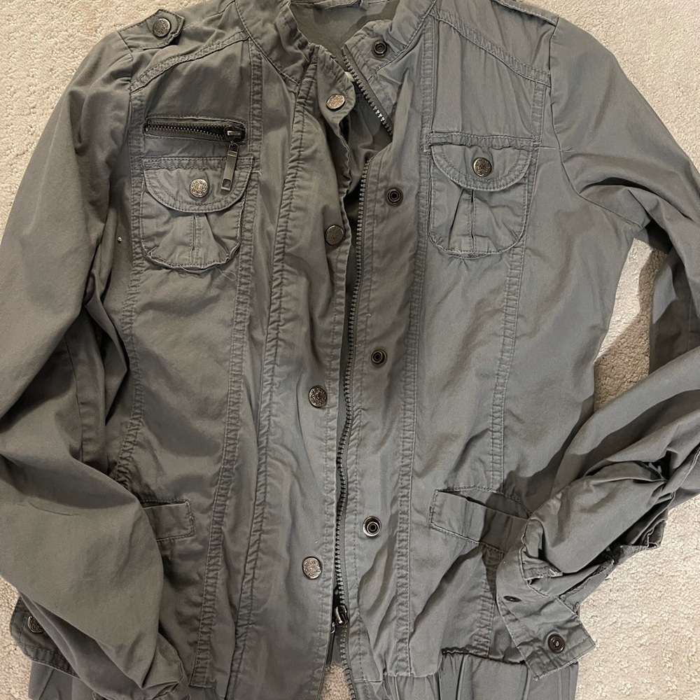 Gray bomber jacket